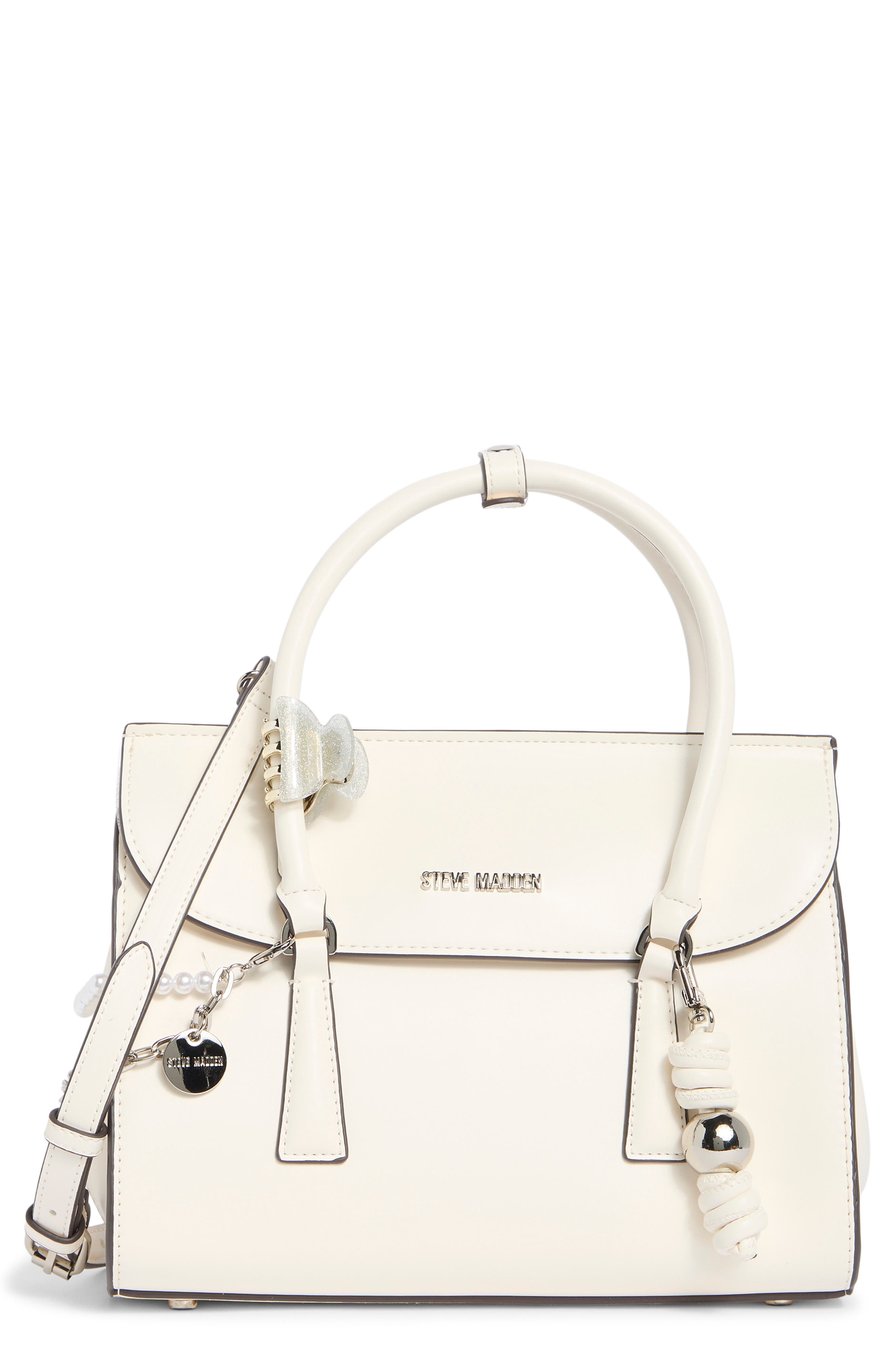 Steve Madden Bmimi Faux Leather Satchel, Main, color, Ivory