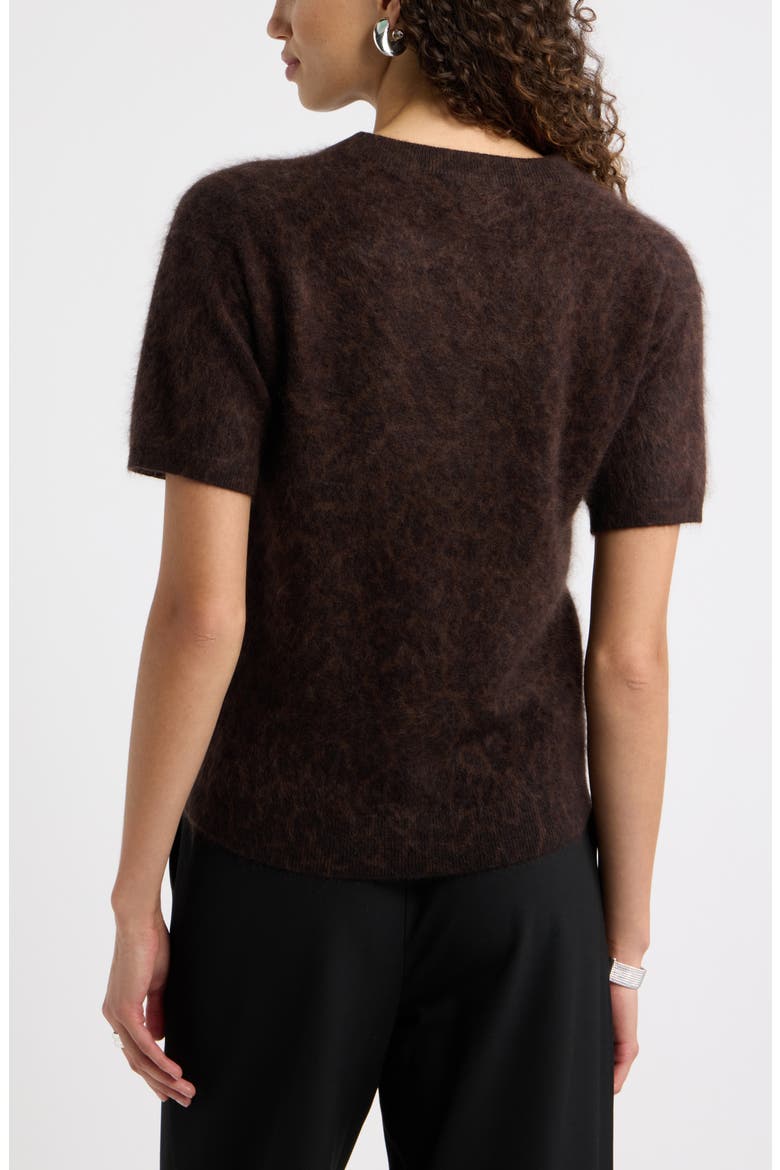 Brushed Leopard Print Short Sleeve Cashmere Sweater, Alternate, color, BLACK- BROWN M LEONE LEOPARD