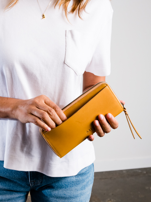 Able Helina Large Zip Around Wallet In Cognac