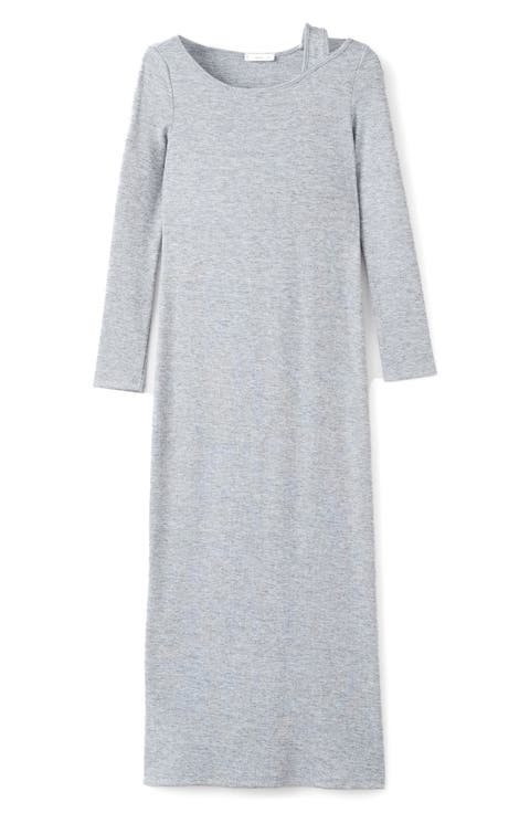 Cold Shoulder Long Sleeve Knit Maxi Dress