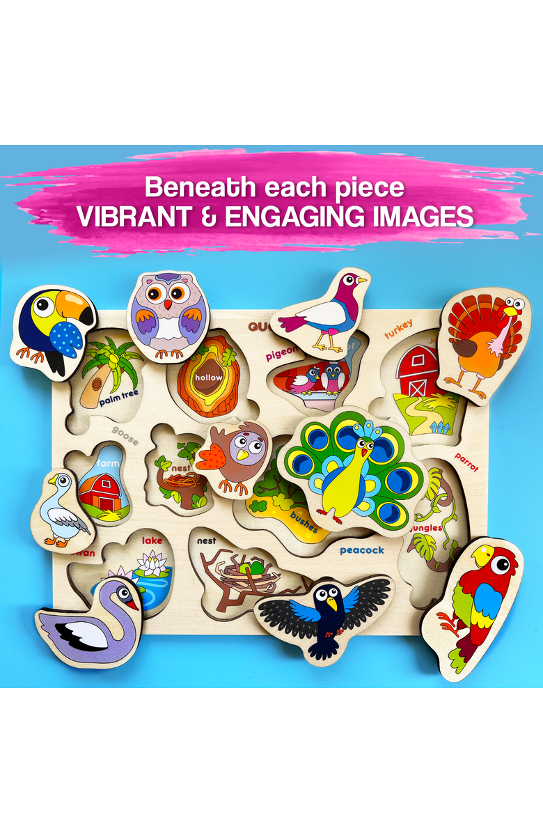 Quokka Wooden Puzzle Set for Toddlers - Educational Puzzles, Alternate, color, Birds