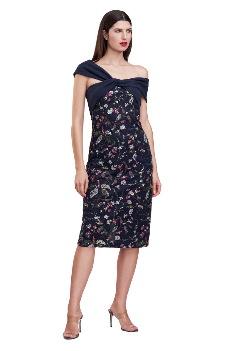 JS Collections Jeanne Sequin Embellished Asymmetric Cocktail Dress, Alternate, color, Deep Navy