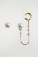 COS Asymmetric Freshwater Pearl Chain Cuff Earrings