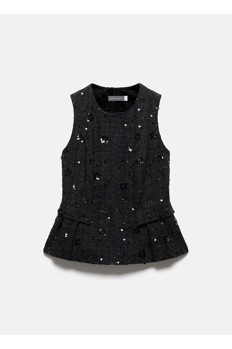 Embellished Backless Waistcoat, Alternate, color, Black