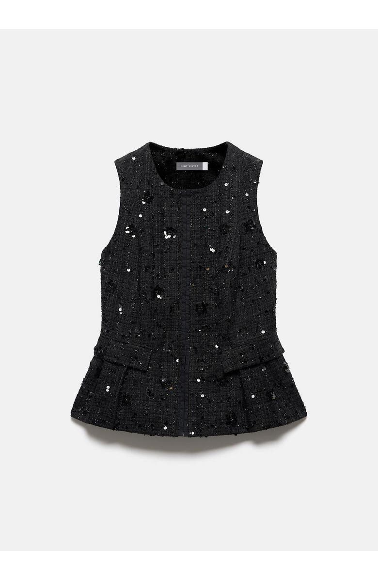 MINT VELVET Embellished Backless Waistcoat, Alternate, color, Black