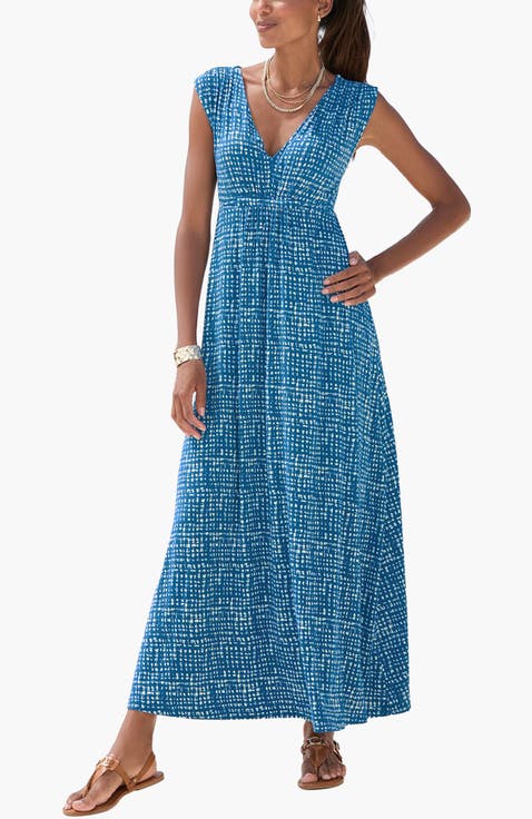 Women's Print V-Neck Maxi Dress