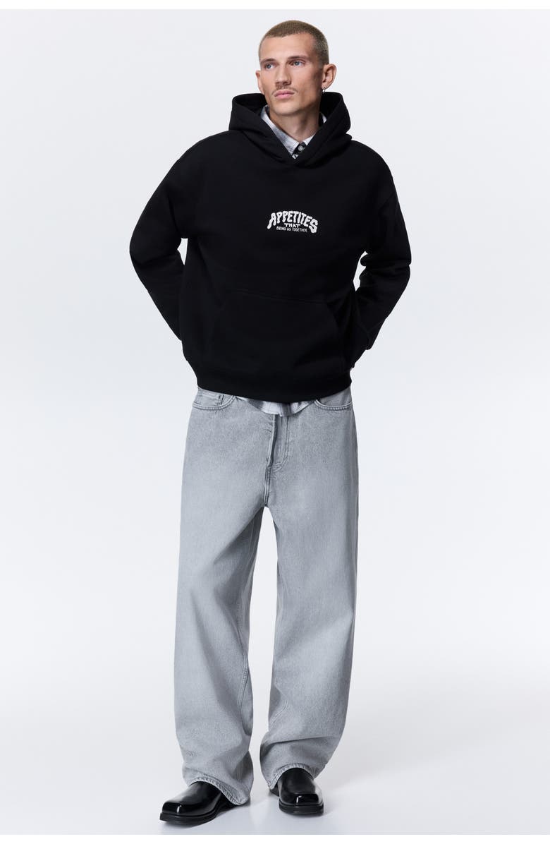 H&M Relaxed Fit Printed Hoodie, Alternate, color, Black/Appetites