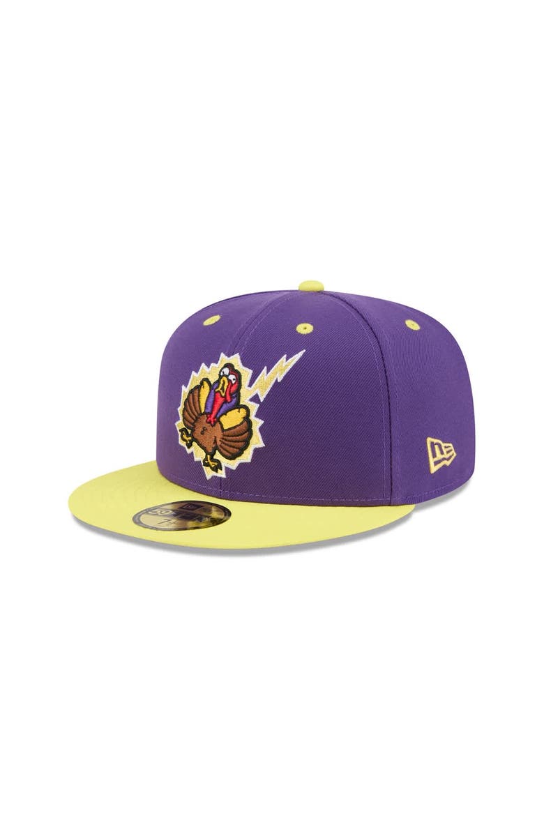 New Era Men's New Era Purple Hartford Yard Goats Theme Nights 59FIFTY Fitted Hat, Main, color, Purple