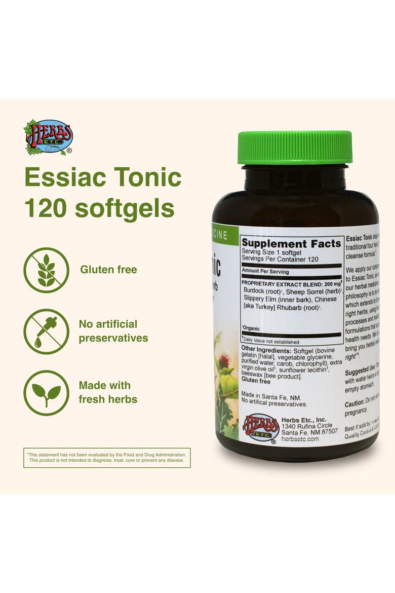 Essiac Tonic Softgels 120ct, Alternate, color, No Color