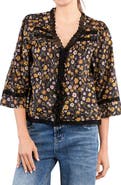 Billy T Fable Floral Lace Trim Cotton Blend Button-Up Shirt