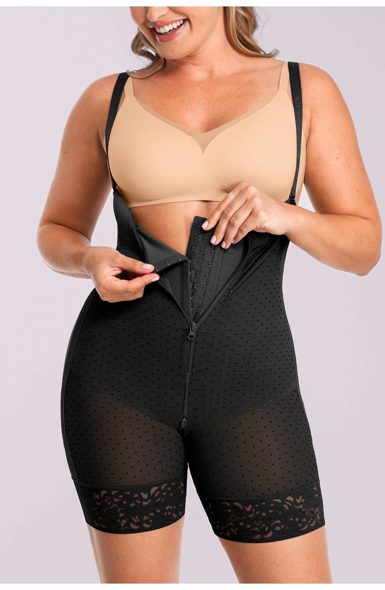 Shapellx AirSlim High Waist Butt-Lifting Polka Dot Shorts, Main, color, Classic Black