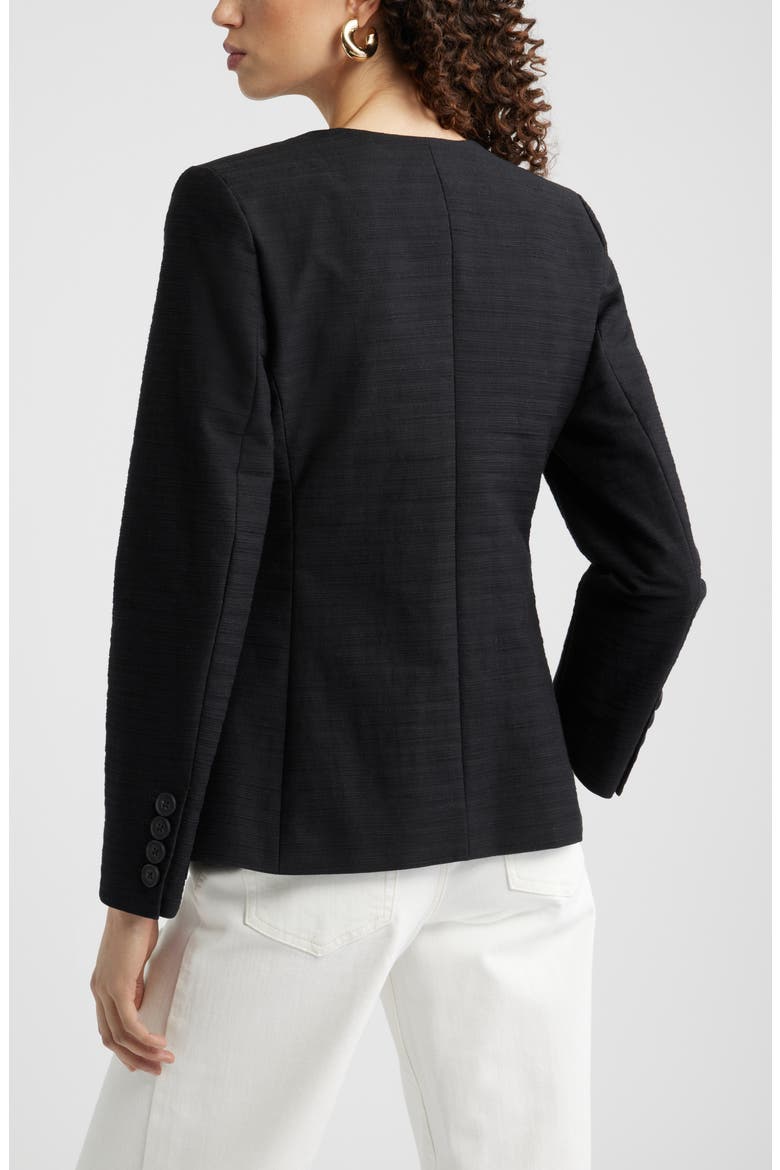 Collarless Textured Jacket, Alternate, color, BLACK