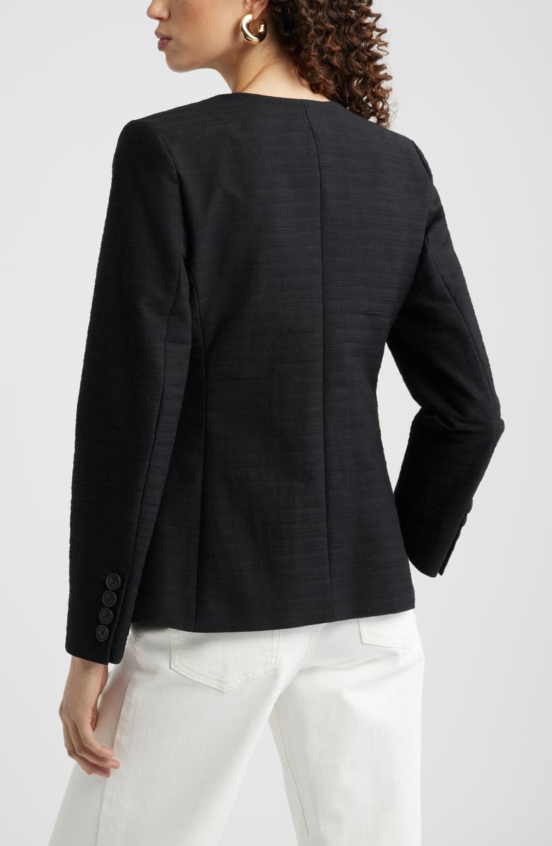 Nordstrom Collarless Textured Jacket, Alternate, color, Black