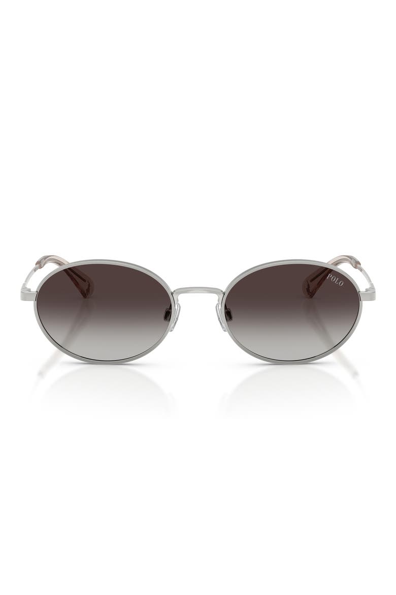 53mm Oval Sunglasses, Main, color, SHINY SILVER / GREY