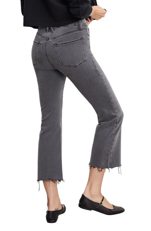 Good American Soft-tech Good Legs Raw Hem Crop Mini Bootcut Jeans In Gray