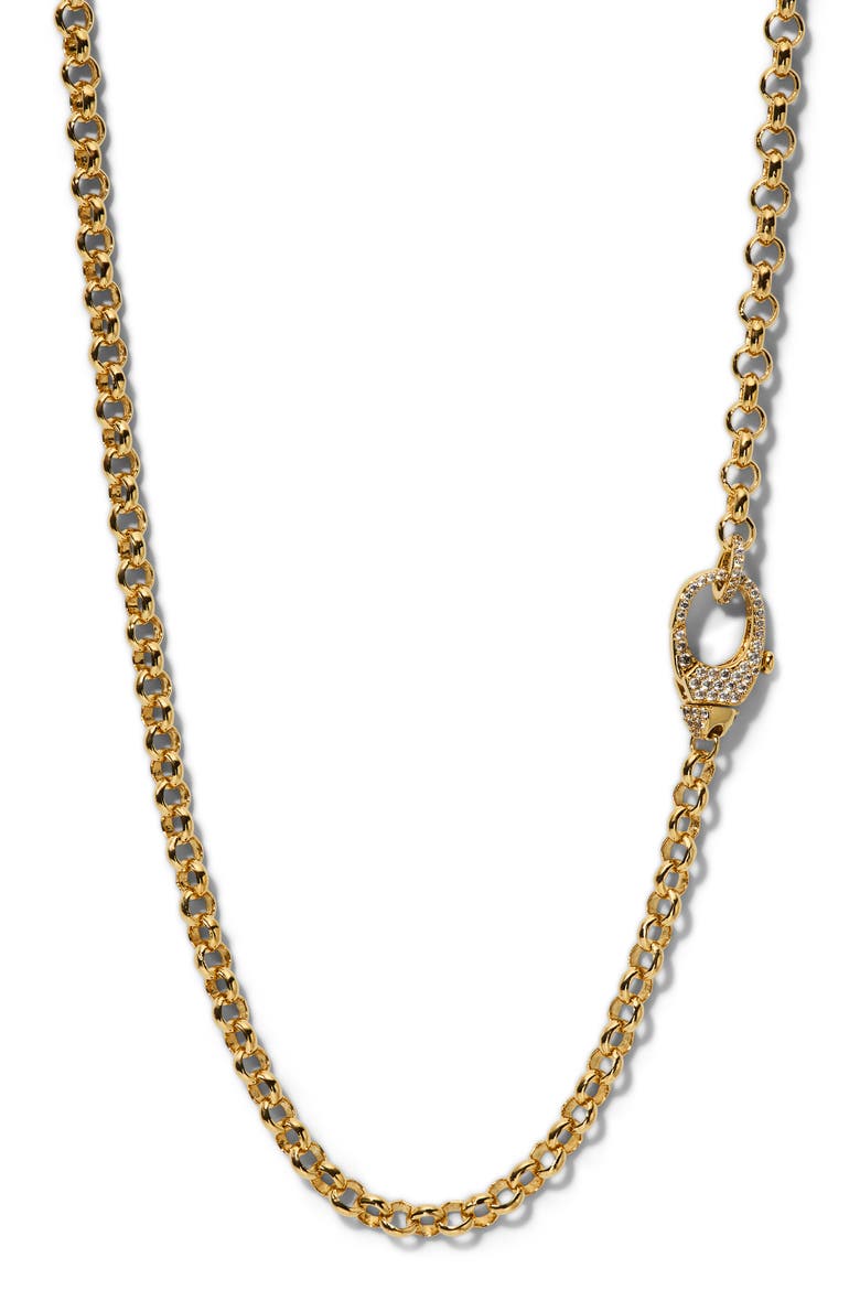 Gemini Pavé Clasp Link Chain Necklace, Alternate, color, GOLD