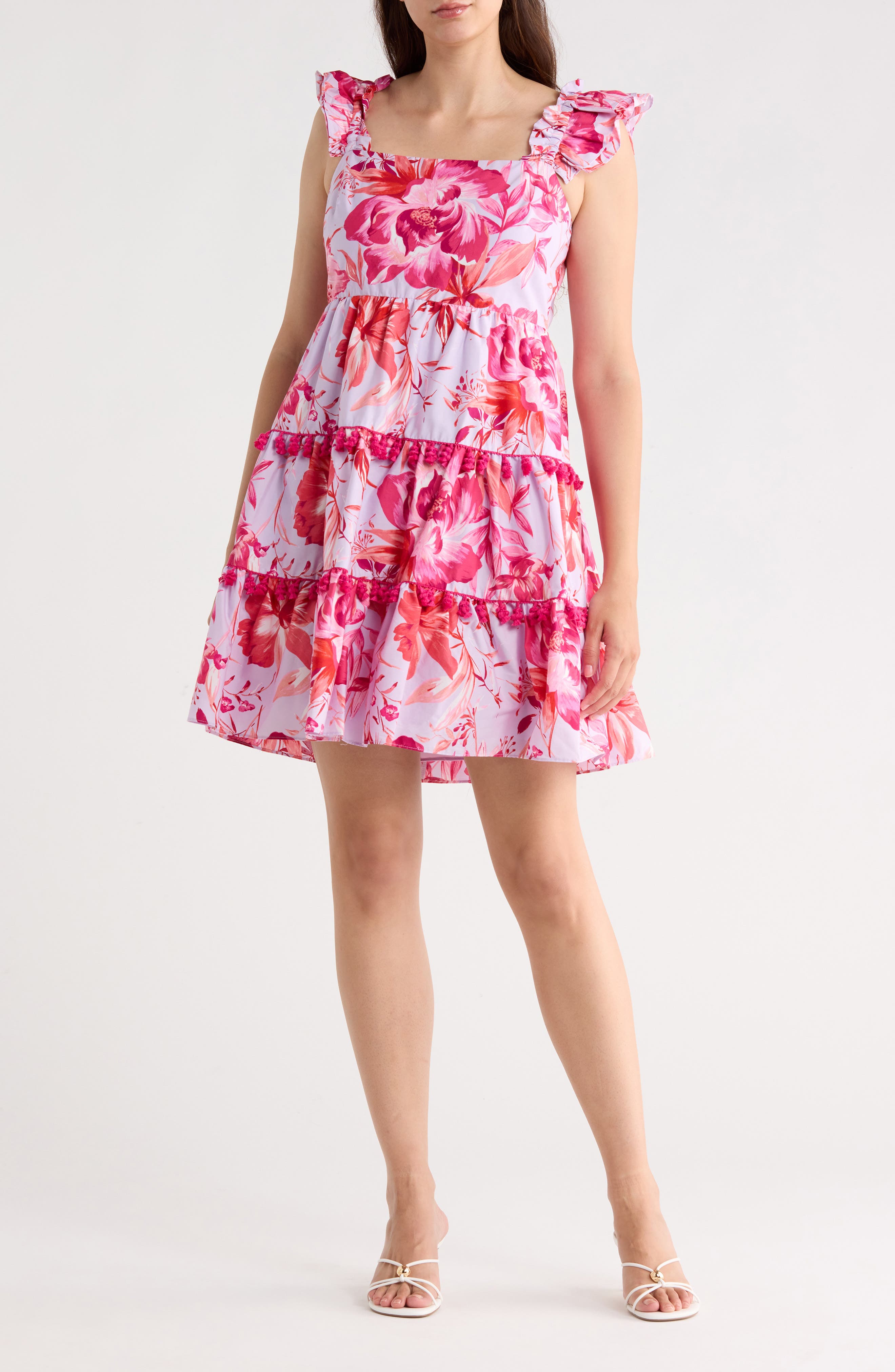 Eliza J Square Neck Ruffle Dress