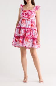 Eliza J Square Neck Ruffle Dress