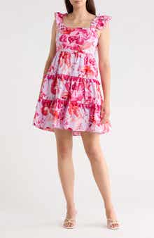 Eliza J Square Neck Ruffle Dress