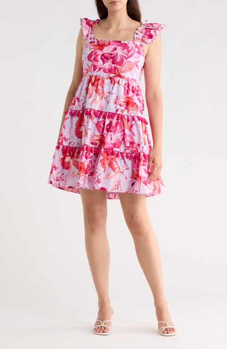 Eliza J Square Neck Ruffle Dress