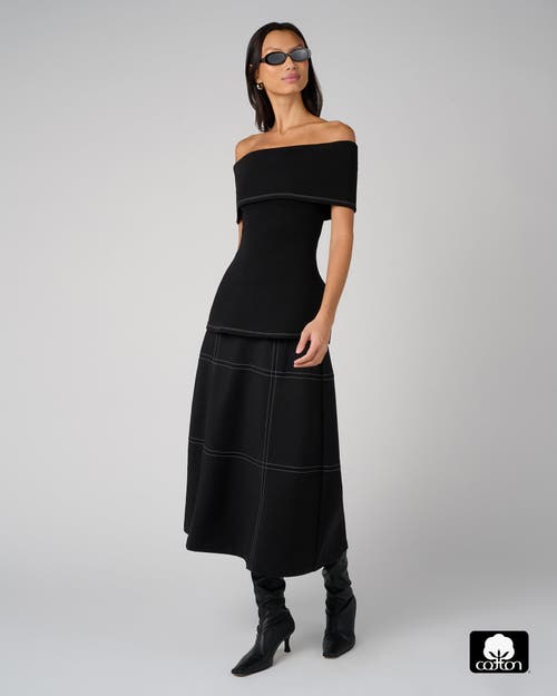 Weworewhat Off Shoulder Fold Over Top In Black