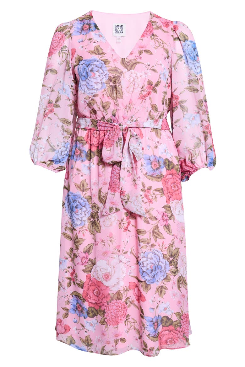 Floral Midi Dress, Alternate, color, CALYPSO CORAL MULTI