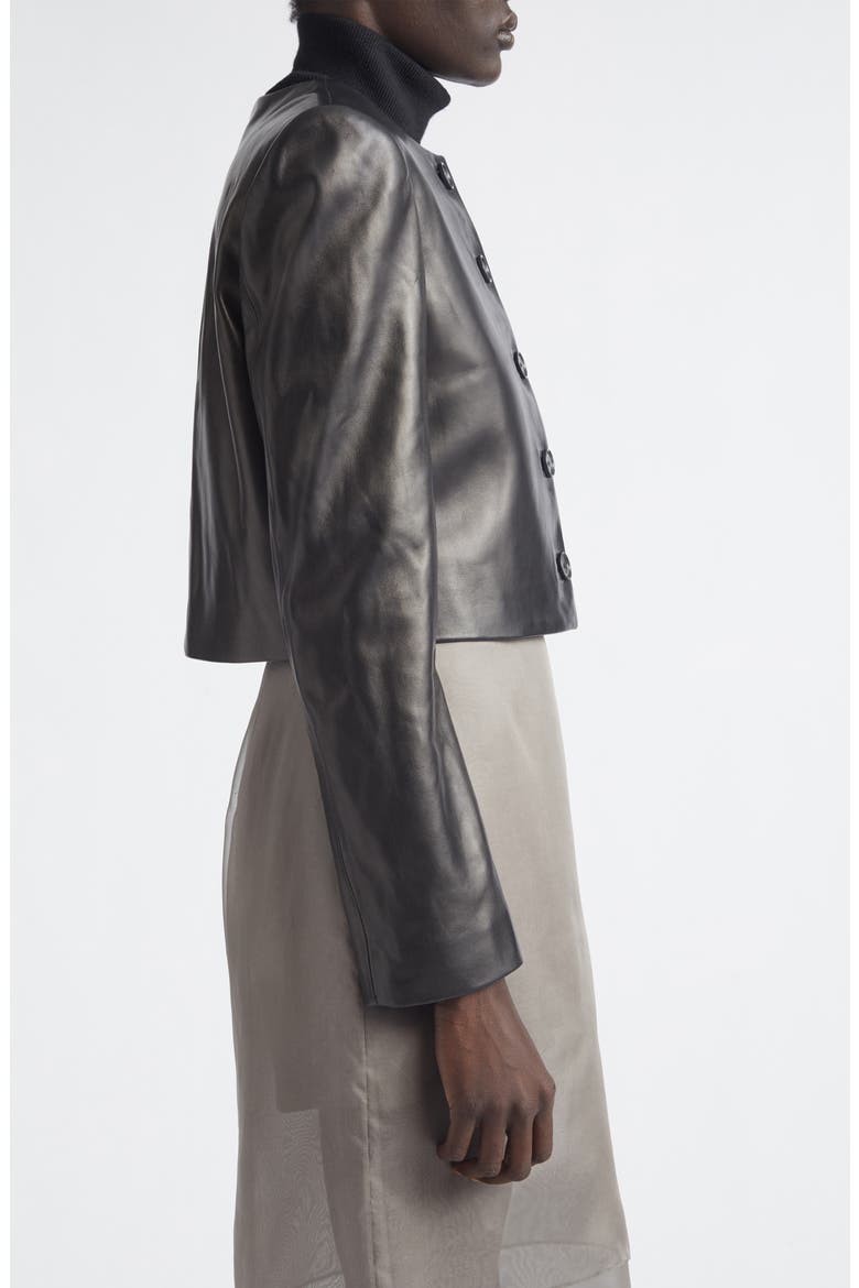 The Ryder Boxy Leather Crop Jacket, Alternate, color, BLACK