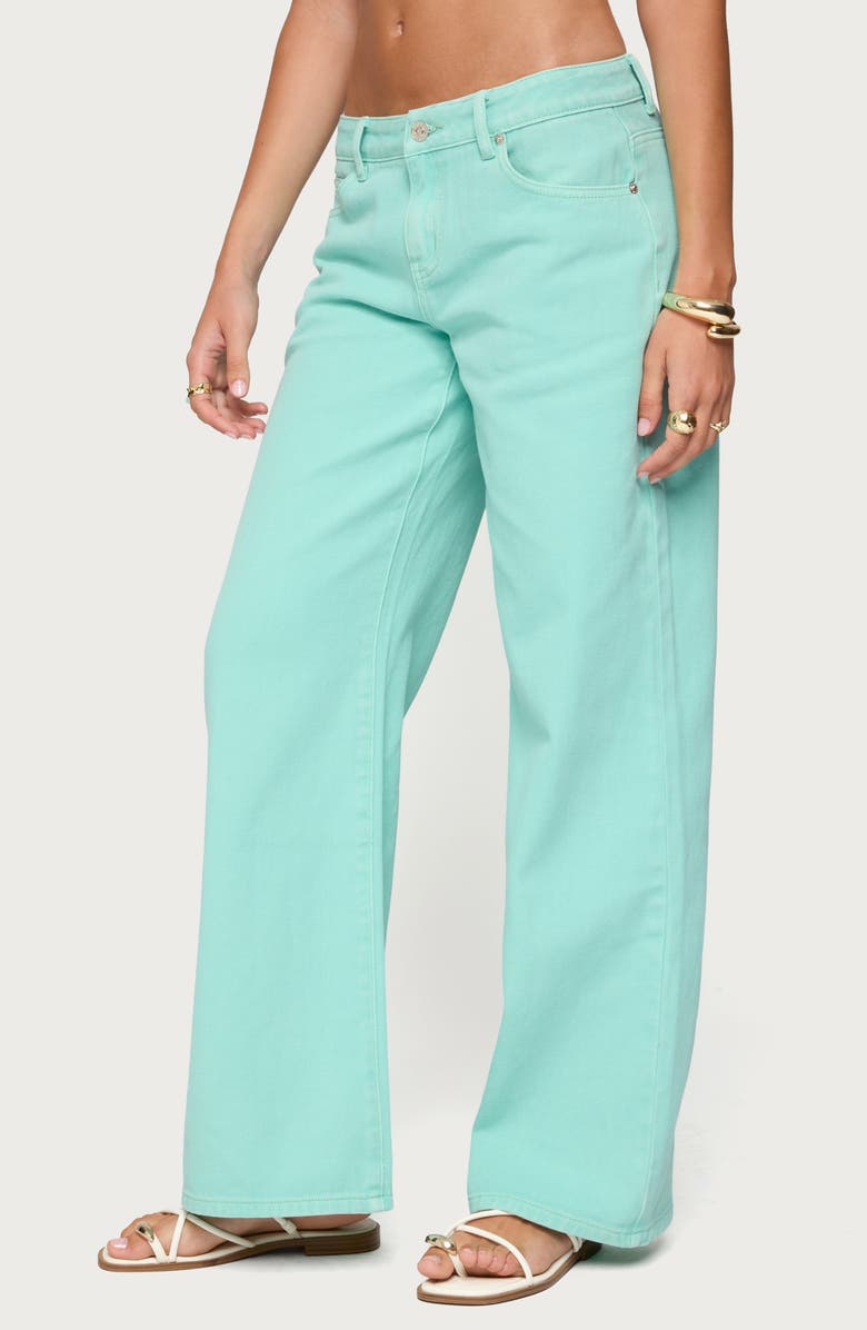 EDIKTED Roman Slouchy Low Rise Wide Leg Jeans, Alternate, color, Aqua