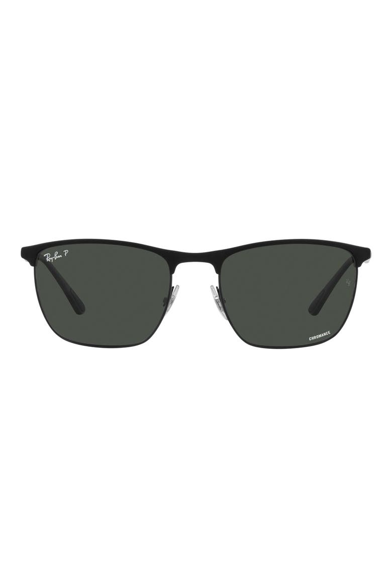 57mm Polarized Square Sunglasses, Main, color, DARK GREY