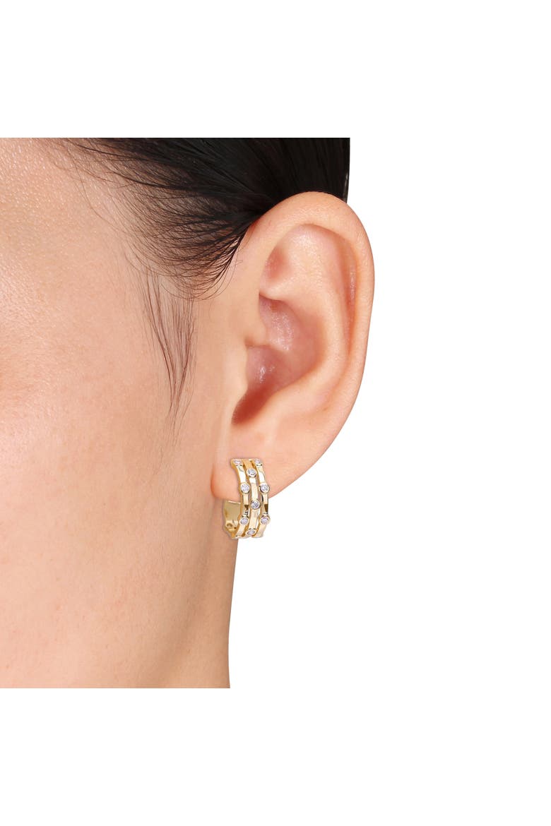 Lab-Grown Diamond 3-Row Hoop Earrings, Alternate, color, Gold Plated Sterling Silver