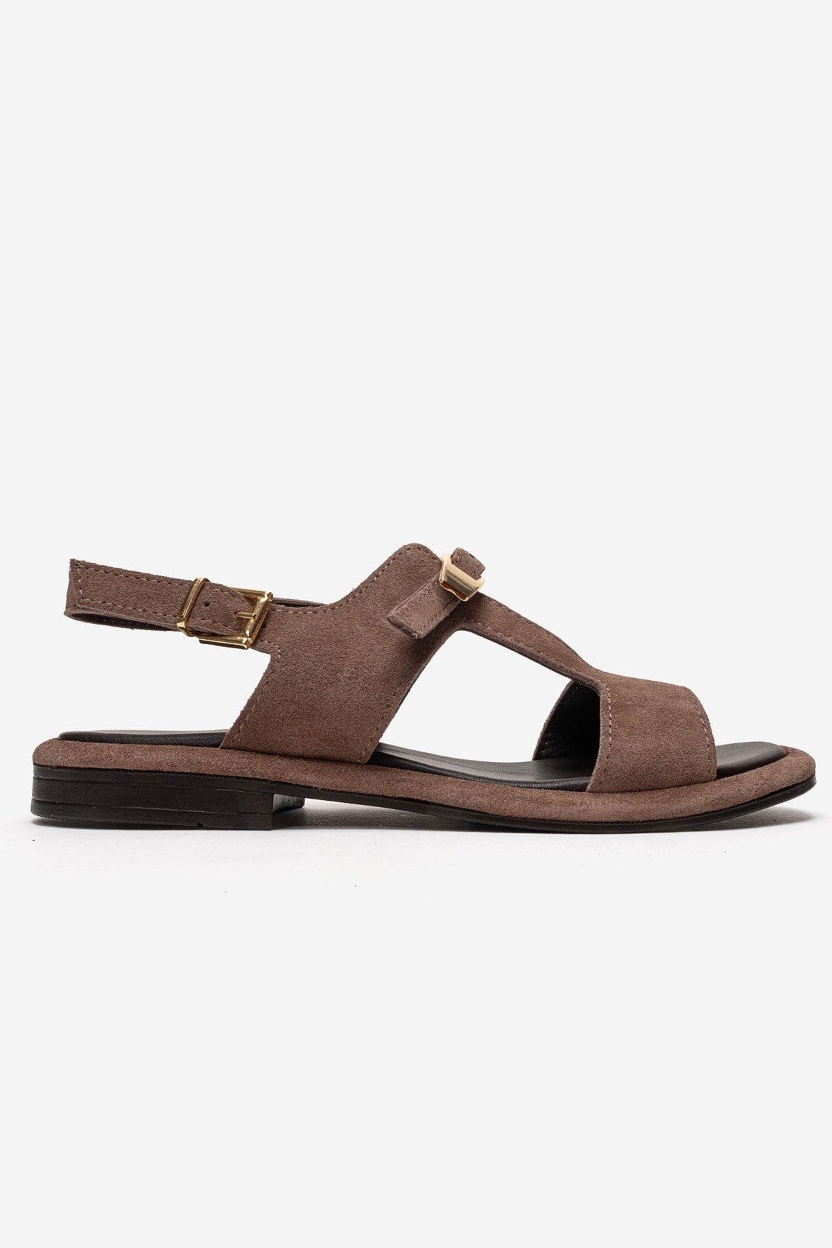 Auren Leather Buckle Sandal, Alternate, color, Mink Suede
