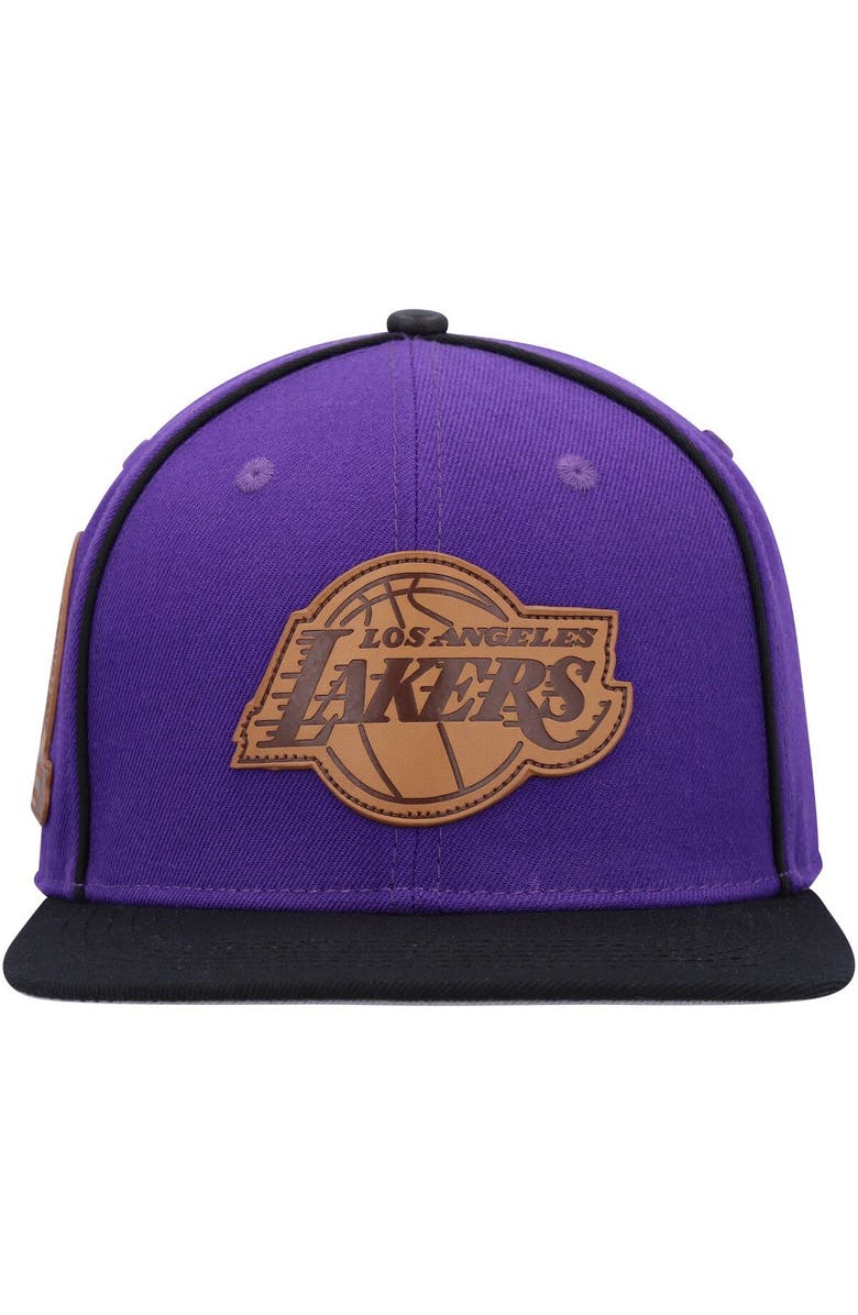 PRO STANDARD Men's Pro Standard  Purple/Black Los Angeles Lakers Heritage Leather Patch Snapback Hat, Alternate, color, 