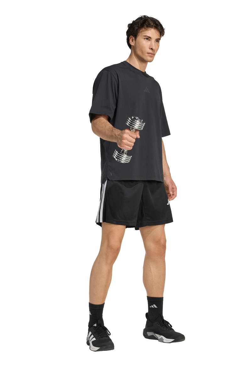 Essentials 3-Stripes Shorts, Alternate, color, BLACK/ WHITE