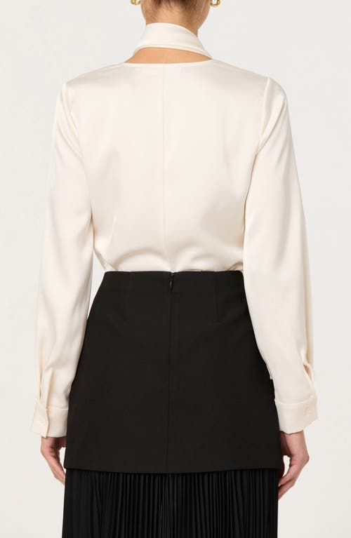 Astr The Label Felista Scarf Neck Long Sleeve Shirt In White