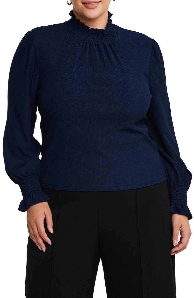 Estelle Zinnia Shirred Long Sleeve Top, Main, color, 