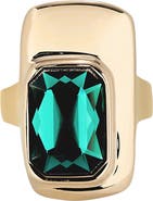 UNODE50 18K Gold-Plated Ring with Green Crystal