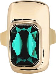 UNODE50 18K Gold-Plated Ring with Green Crystal