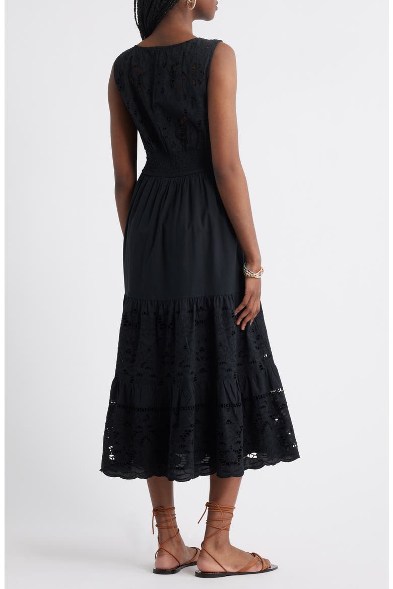 Lace Detail Sleeveless Cotton Dress, Alternate, color, BLACK
