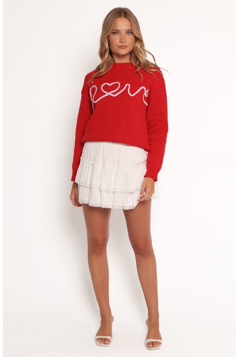 Love Embroidered Graphic Crewneck Sweater, Alternate, color, RED