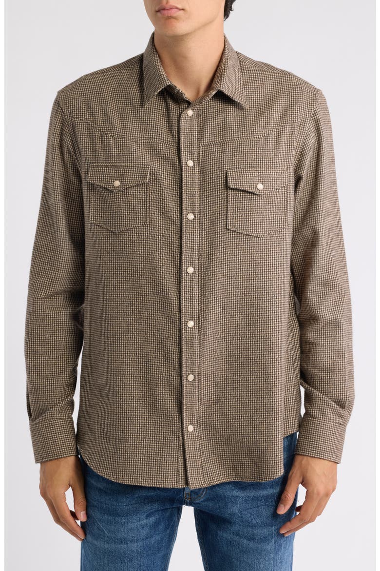 Long Sleeve Flannel Button Up Shirt, Main, color, FANCY BROWN