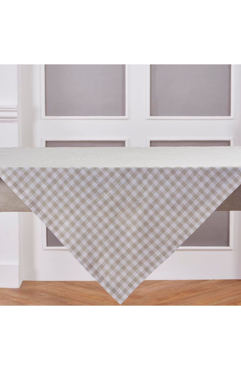 Solino Home Linen Table Throw - Gingham Check, 52" x 52" Inch, Alternate, color, Natural