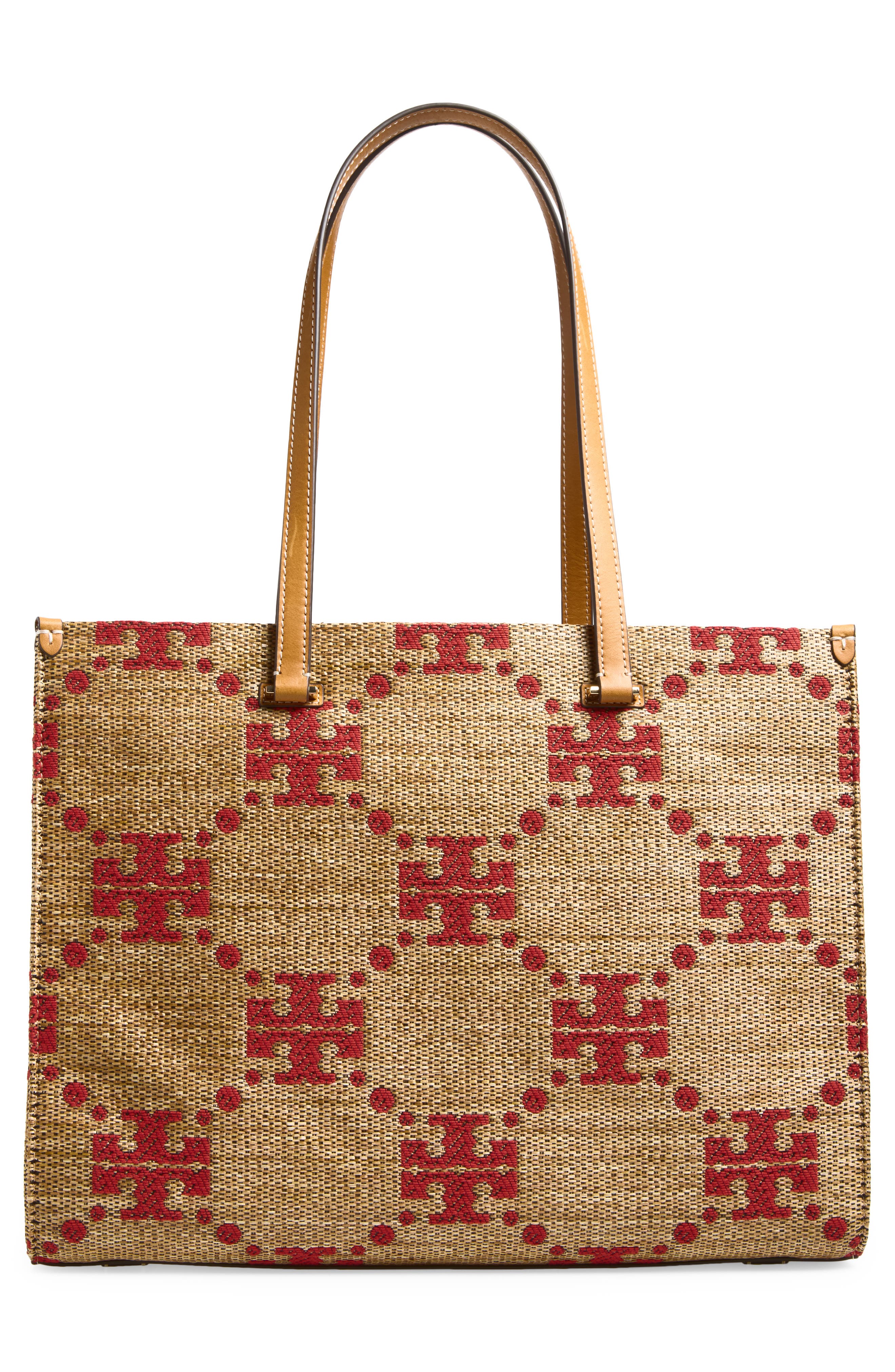 Tory Burch T Monogram Woven Tote, Alternate, color, Natural