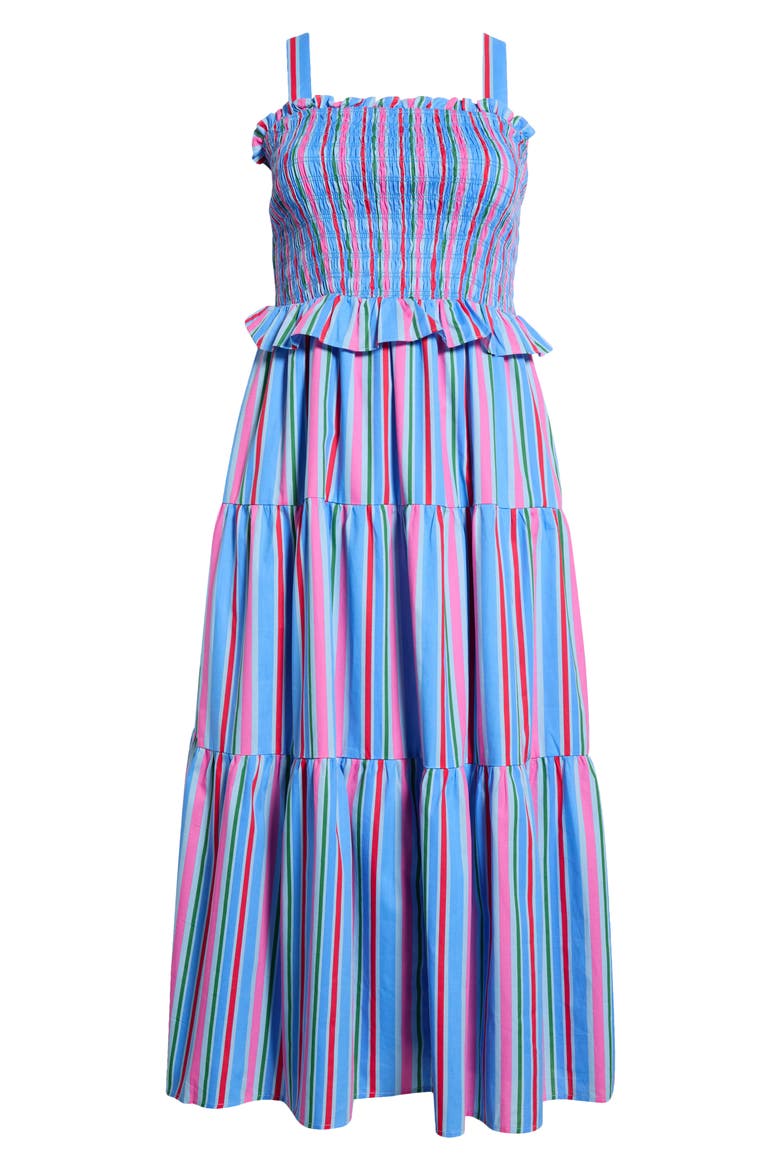 Jaimie Stripe Smocked Sleeveless Maxi Dress, Alternate, color, PINK-BLUE-GRN