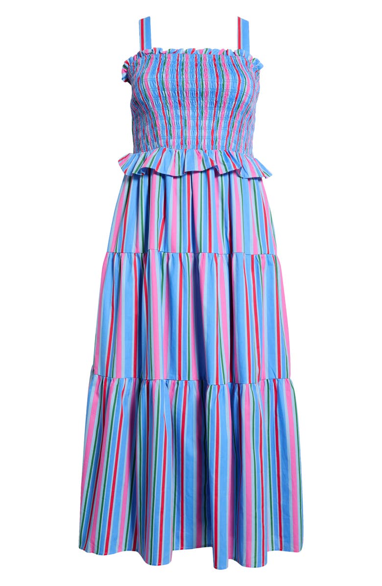 SUGARLIPS Jaimie Stripe Smocked Sleeveless Maxi Dress, Main, color, Pink-Blue-Grn