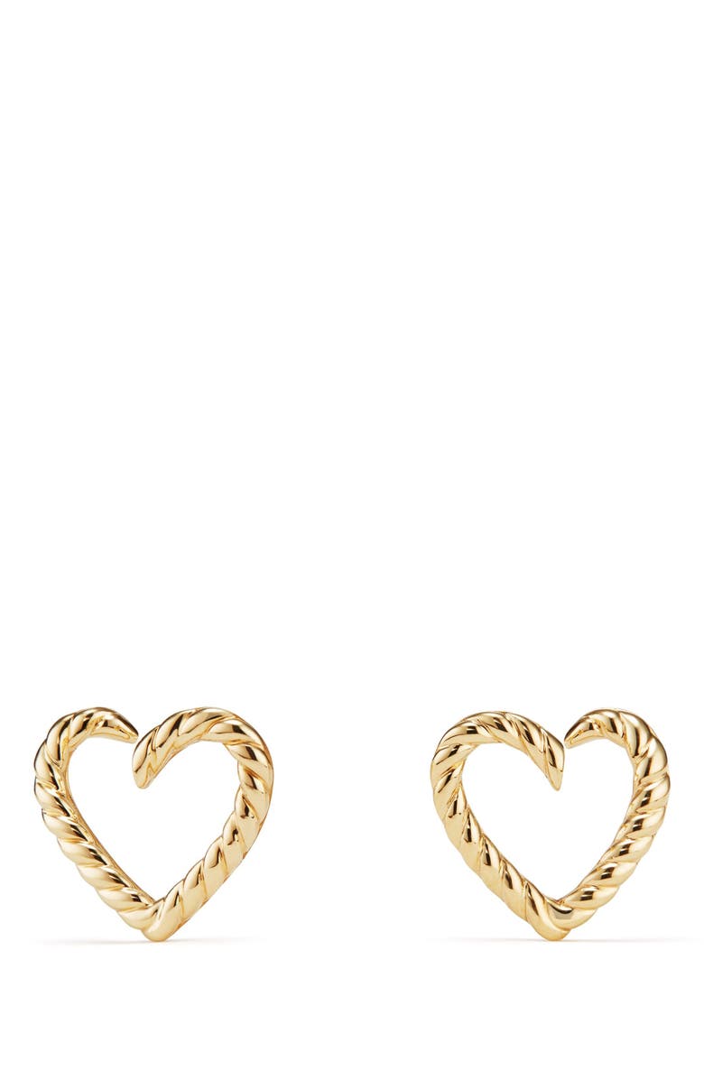 David Yurman Cable Heart Earring in 18K Gold, Main, color,