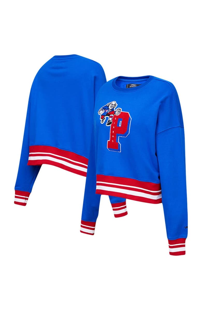 PRO STANDARD Women's Pro Standard Royal Philadelphia 76ers Mash Up Pullover Sweatshirt, Main, color, Royal