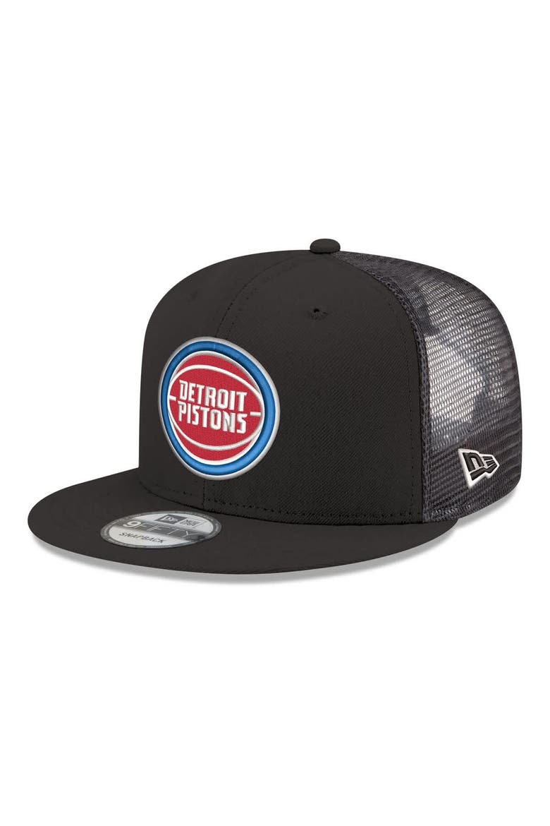 Men's New Era Black Detroit Pistons Core Logo Meshback 9FIFTY Snapback Hat, Main, color, Black