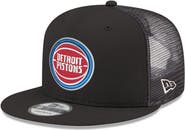 New Era Men's New Era Black Detroit Pistons Core Logo Meshback 9FIFTY Snapback Hat