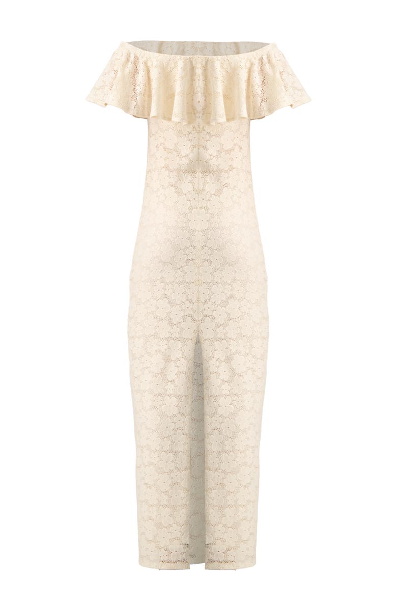 IVONNE Lace Long Bardot Neckline Dress, Alternate, color, Ivory