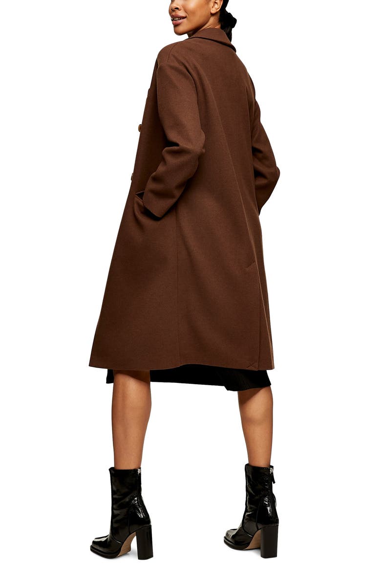 Brooke Double Breasted Long Coat, Alternate, color, DARK BROWN